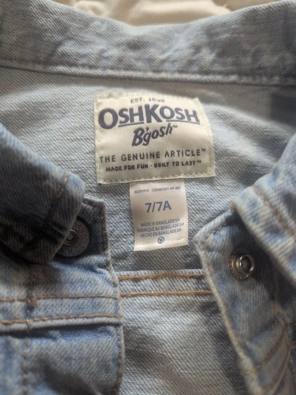 OshKosh B'gosh denim jean jacket 7/7A
